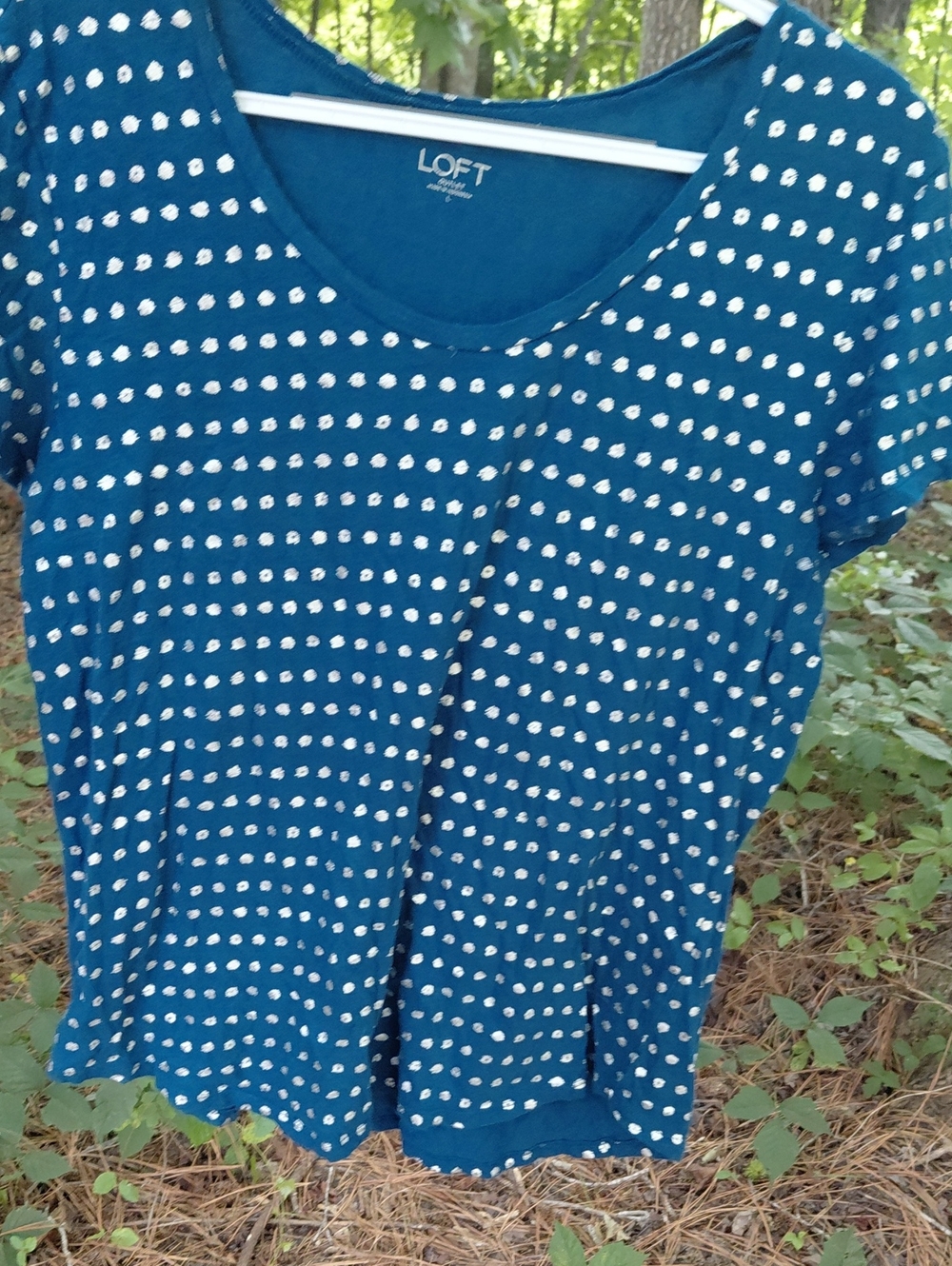 LOFT Teal Dot Scoop Neck Short Sleeve Tee